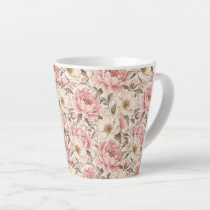 Oude Pioenbloem Patronen Latte Mok