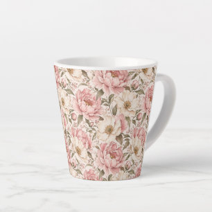 Oude Pioenbloem Patronen Latte Mok
