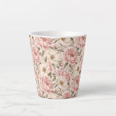 Oude Pioenbloem Patronen Latte Mok (Voorkant)