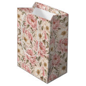 Oude Pioenbloem Patronen Medium Cadeauzakje (Achterkant Gekanteld)