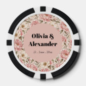 Oude Pioenbloem Patronen Poker Chips (Voorkant)