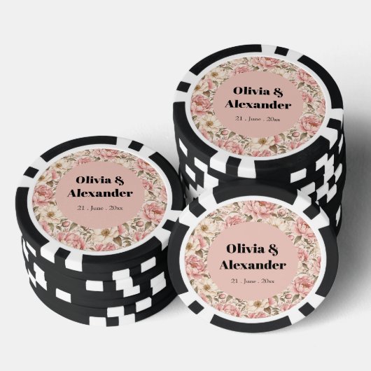 Oude Pioenbloem Patronen Poker Chips (Opstapeling)