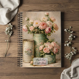 Oude Pioenboeket in Antieke Blikken Notitieboek