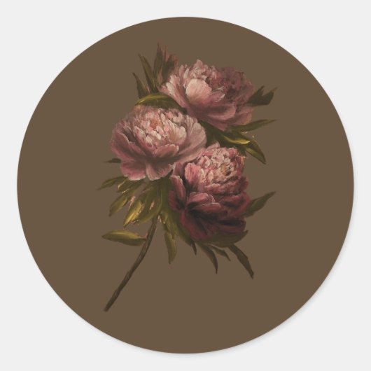 Oude Pioenrozen Ronde Sticker (Voorkant)