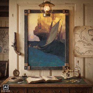 Oude Piraat, Aanval op een Galei door Howard Pyle Poster