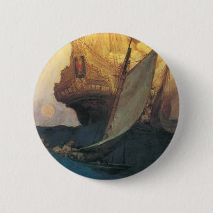 Oude Piraat, Aanval op een Galei door Howard Pyle Ronde Button 5,7 Cm