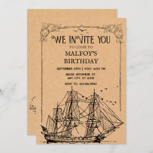 Oude Piraat  Kaart (Voorkant / Achterkant)