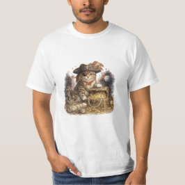 Oude Piraat Kat met Schatkist T-shirt