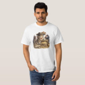 Oude Piraat Kat met Schatkist T-shirt (Voorkant volledig)