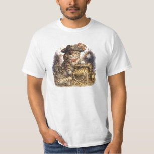 Oude Piraat Kat met Schatkist T-shirt