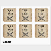 Oude Piraat Schedel Grappig Of Leuke Halloween Vierkante Sticker (Vel)