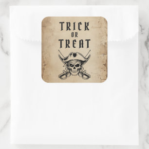 Oude Piraat Schedel Grappig Of Leuke Halloween Vierkante Sticker
