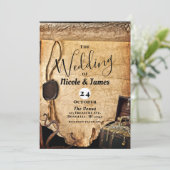 Oude  piraat Scroll Wedding Kaart (Staand voorkant)