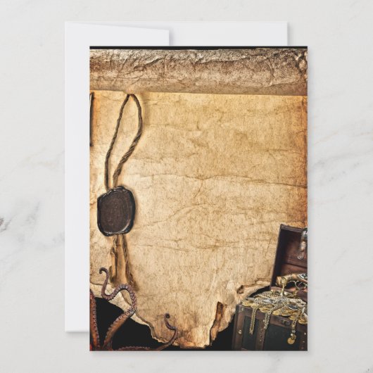 Oude  piraat Scroll Wedding Kaart (Achterkant)