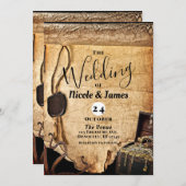 Oude  piraat Scroll Wedding Kaart (Voorkant / Achterkant)