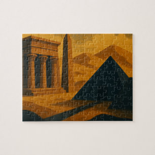 Oude Piramides Mystique Puzzel Goud Blauw