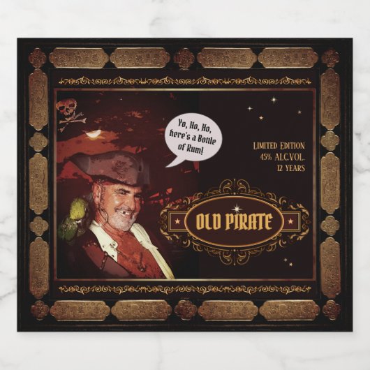Oude Pirate Rum Label Likeurfles Etiket (Enkel label)