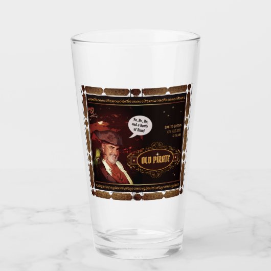 Oude Pirate Rum (tekst aanpasbaar) Glas (Voorkant)