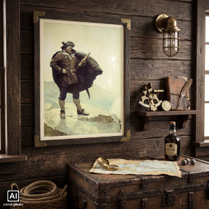 Oude piraten, Captain Bill Bones door NC Wyeth Poster