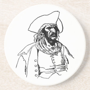 Oude piraten, een tekening van een boekanier door  zandsteen onderzetter
