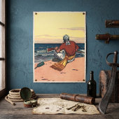 Oude piraten, gestrand op een onbewoond eiland poster