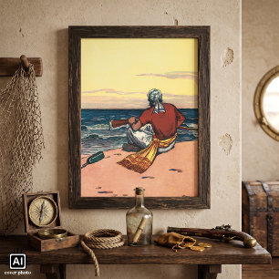 Oude piraten, gestrand op een onbewoond eiland poster