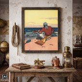 Oude piraten, gestrand op een onbewoond eiland poster