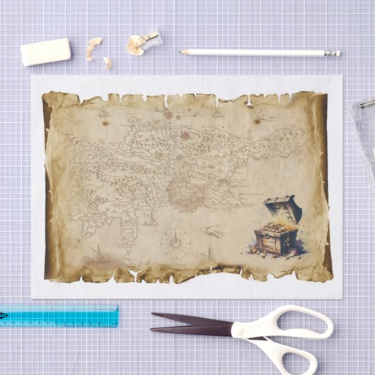 Oude Piraten Kaart Schatkist Kompas Decoupage Tissuepapier (Craft)