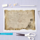 Oude Piraten Kaart Skelet Skull Botten Vlag Decoup Tissuepapier (Craft)