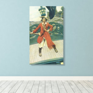 Oude Piraten, Kapitein Keitt door Howard Pyle Canvas Afdruk