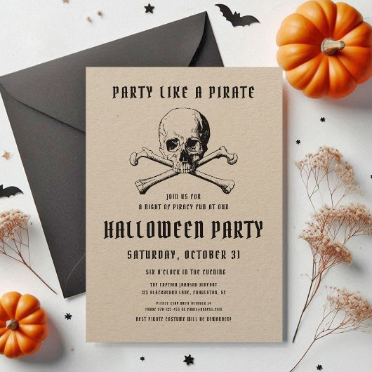 Oude Piraten Schedel & Botten Halloween Kaart
