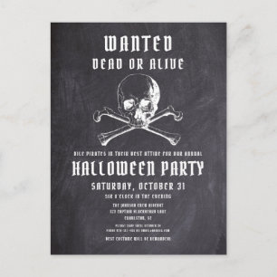Oude Piraten Schedel & Botten Zwarte Halloween Fee Uitnodiging Briefkaart
