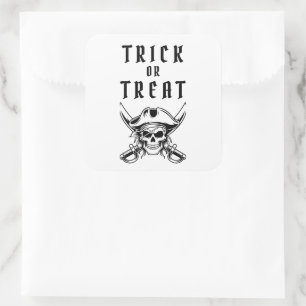 Oude Piraten Schedel Trick Or Treat Halloween Vierkante Sticker