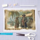 Oude Piraten van de Caribische Palm Tree Decoupage Tissuepapier (Craft)