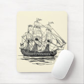 Oude piratengaleon, schets van een 74-kanons schip muismat (Met muis)