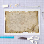 Oude Piratenkaart Piratenschip in Storm Decoupage Tissuepapier (Craft)