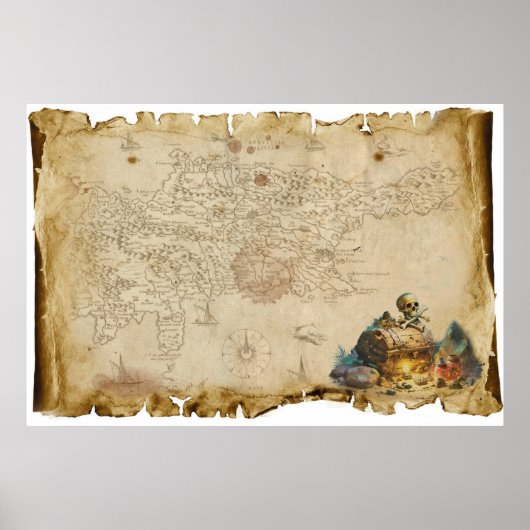 Oude piratenschat kaart poster (Voorkant)