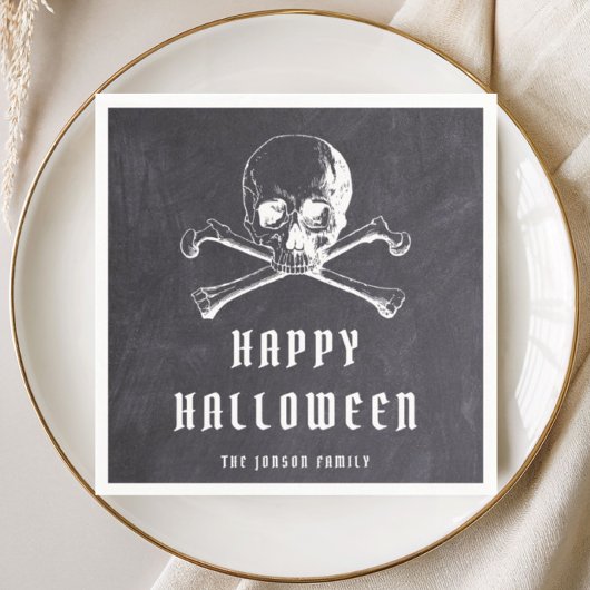 Oude Piratenschedel & Botten Zwarte Halloween Servet