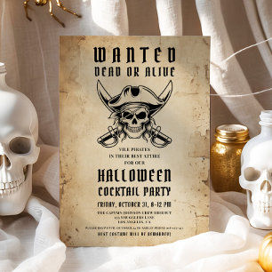 Oude Piratenschedel Halloween Cocktailparty  Kaart
