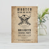Oude Piratenschedel Halloween Cocktailparty  Kaart (Staand voorkant)