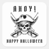 Oude Piratenschedel Halloween   Vierkante Sticker (Voorkant)