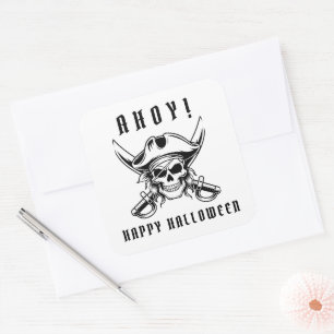 Oude Piratenschedel Halloween Vierkante Sticker