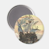 Oude Piratenschip, Galei Zeilt op de Oceaan Magneet (Voorkant / Achterkant)