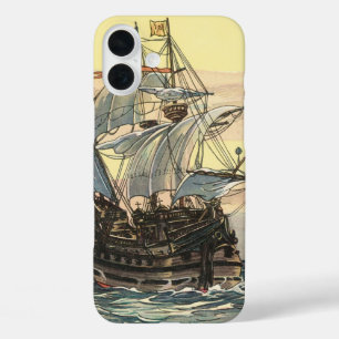 Oude piratenschip, galjoen zeilt op de oceaan iPhone 16 plus hoesje