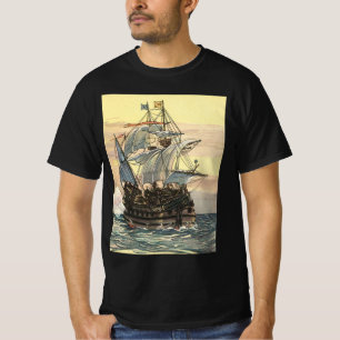 Oude piratenschip, galjoen zeilt op de oceaan t-shirt
