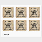Oude Piratenskelet Halloween Vierkante Sticker (Vel)