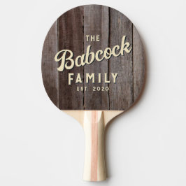 Oude Planken Retro Familienaam & Jaar Tafeltennisbatje
