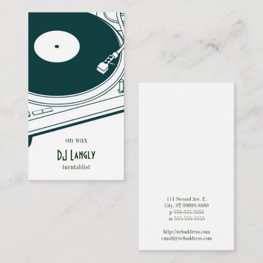 Oude Platenspeler Visitekaartje (Voorkant / Achterkant)
