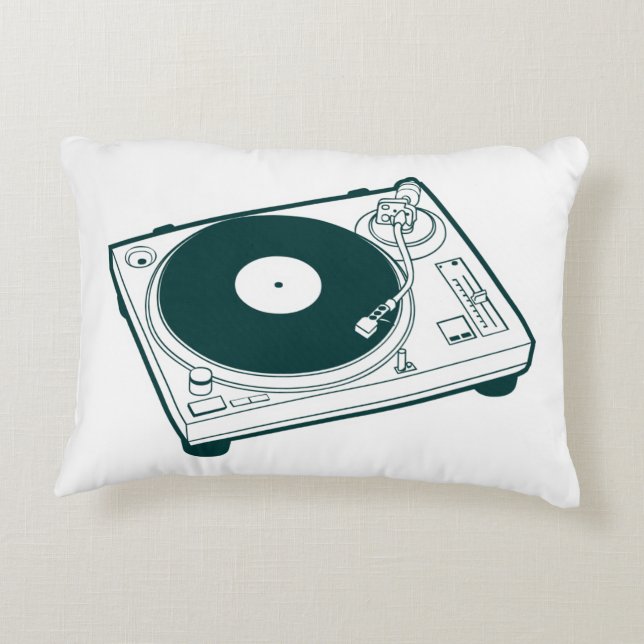 Oude Platenspeler voor schoolwas (Vinyl) Accent Kussen (Achterkant)