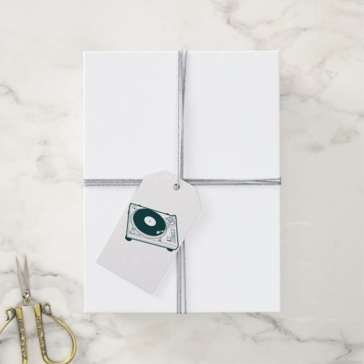 Oude Platenspeler voor schoolwas (Vinyl) Cadeaulabel (Met Touw)